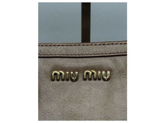 Miu Miu Borsa a mano in pelle beige - vista 2