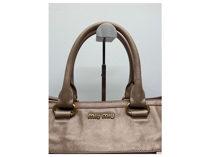 Miu Miu Borsa a mano in pelle beige - vista 3