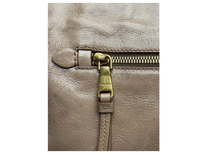Miu Miu Borsa a mano in pelle beige - vista 4