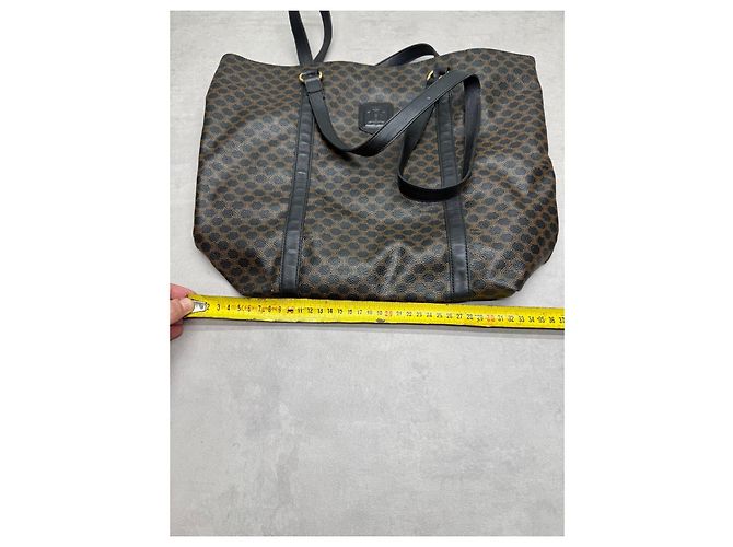Cabas Céline Celine Borsa Tote Triomphe in Tela Rivestita Marrone - vista 16