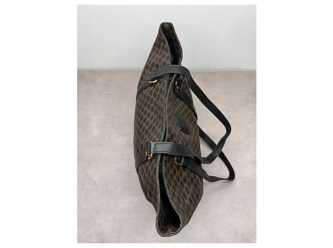 Cabas Céline Celine Borsa Tote Triomphe in Tela Rivestita Marrone - vista 7