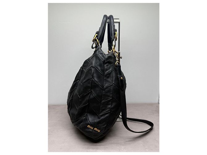 Miu Miu Borsa a mano Matelassé in pelle nera - vista 4