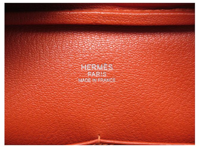 Hermès BORSA A MANO HERMES PLUME 28 CM IN PELLE GRANA ORANGE - vista 10