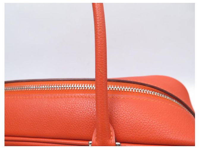 Hermès BORSA A MANO HERMES PLUME 28 CM IN PELLE GRANA ORANGE - vista 12