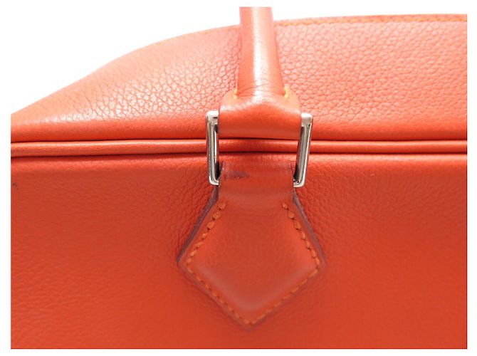 Hermès BORSA A MANO HERMES PLUME 28 CM IN PELLE GRANA ORANGE - vista 17