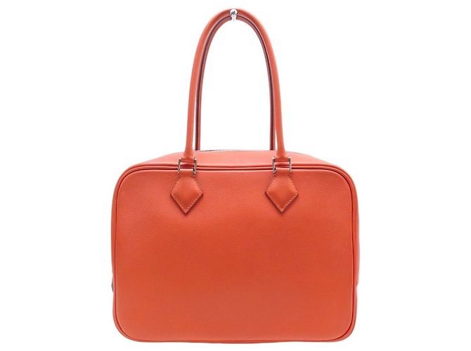 Hermès BORSA A MANO HERMES PLUME 28 CM IN PELLE GRANA ORANGE - vista 2