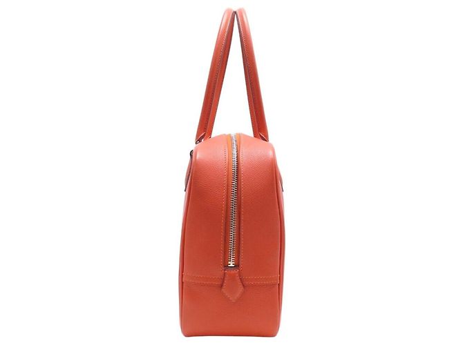 Hermès BORSA A MANO HERMES PLUME 28 CM IN PELLE GRANA ORANGE - vista 4