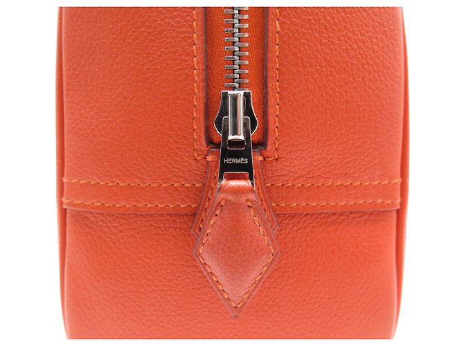 Hermès BORSA A MANO HERMES PLUME 28 CM IN PELLE GRANA ORANGE - vista 8