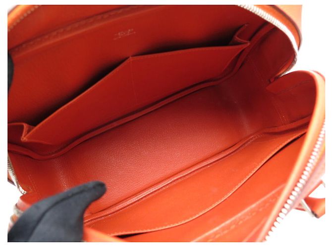 Hermès BORSA A MANO HERMES PLUME 28 CM IN PELLE GRANA ORANGE - vista 9