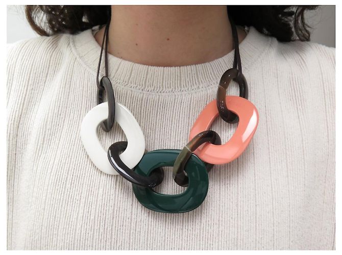 Hermès NEU HERMES KARAMBA TRICOLOR LACKIERTES BÜFFELHORN COLLIER - Ansicht 8