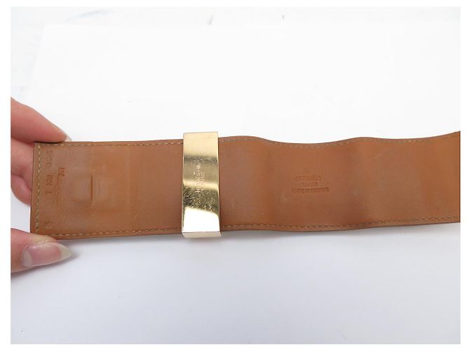 Hermès BRASLETE HERMES COLLIER DE CHIEN S 14-17CM CUERO SWIFT CREME & DORE BANGLE - vista 12