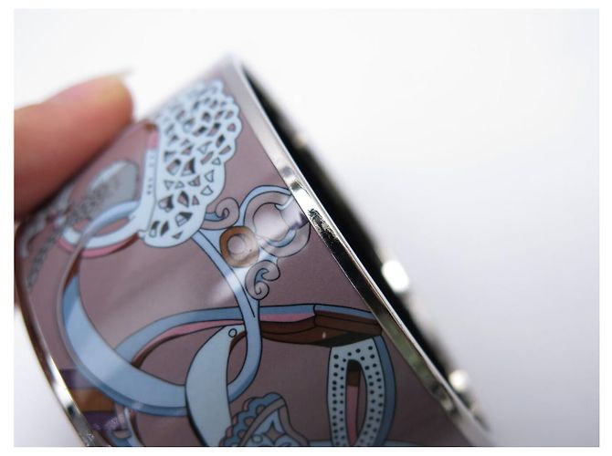 Hermès HERMES EMAIL XL CONCOURS D'ETRIERS 18CM ROSE BLEU BRACELET CUFF BANGLE - view 13