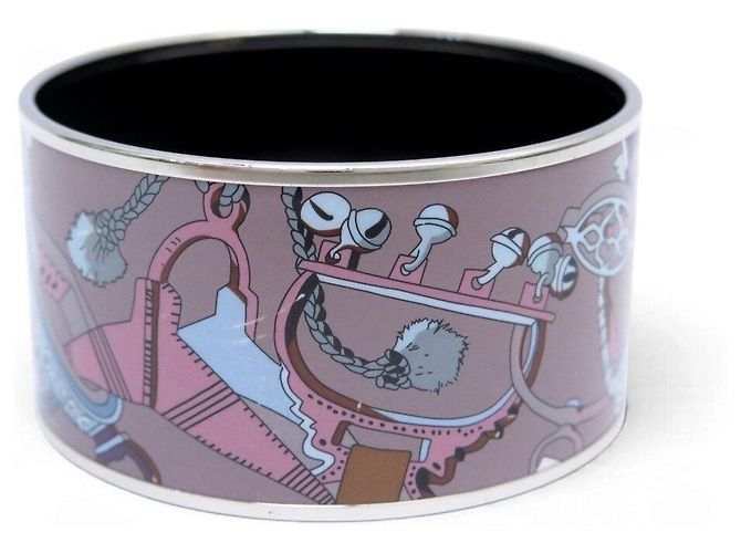 Hermès HERMES EMAIL XL CONCOURS D'ETRIERS 18CM ROSE BLEU BRACELET CUFF BANGLE - view 2