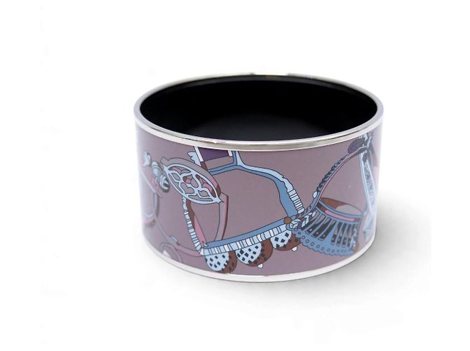 Hermès HERMES EMAIL XL CONCOURS D'ETRIERS 18CM ROSE BLEU BRACELET CUFF BANGLE - view 3