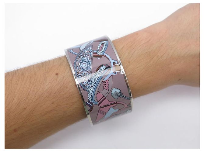 Hermès HERMES EMAIL XL CONCOURS D'ETRIERS 18CM ROSE BLEU BRACELET CUFF BANGLE - view 5