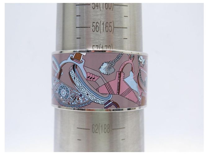 Hermès HERMES EMAIL XL CONCOURS D'ETRIERS 18CM ROSE BLEU BRACELET CUFF BANGLE - view 9