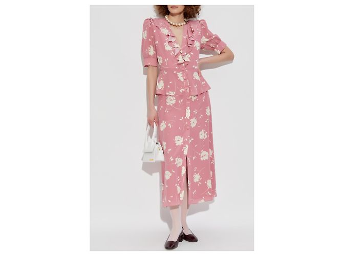 Alessandra Rich Seidenkleid Rosa mit Blumenmuster - Ansicht 2