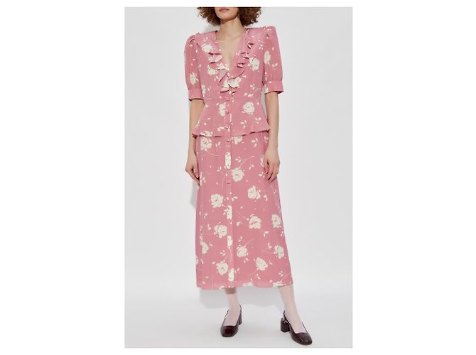 Alessandra Rich Seidenkleid Rosa mit Blumenmuster - Ansicht 3