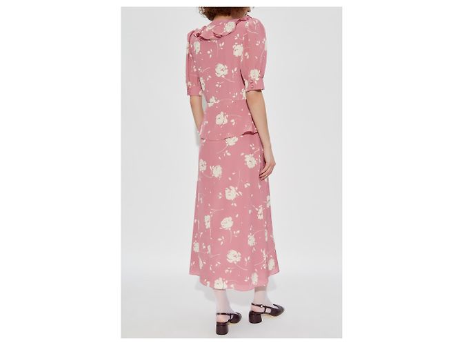 Alessandra Rich Seidenkleid Rosa mit Blumenmuster - Ansicht 4