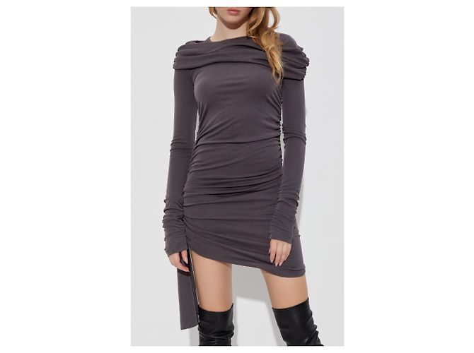 Autre Marque MISBHV Graues drapiertes Strickkleid - Ansicht 3