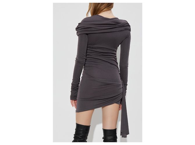 Autre Marque MISBHV Graues drapiertes Strickkleid - Ansicht 4