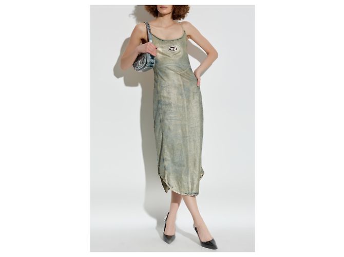 Diesel DE-VERA-S Midi-Kleid Beige Baumwolle - Ansicht 2