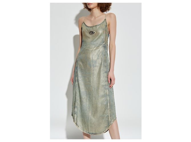 Diesel DE-VERA-S Midi-Kleid Beige Baumwolle - Ansicht 3