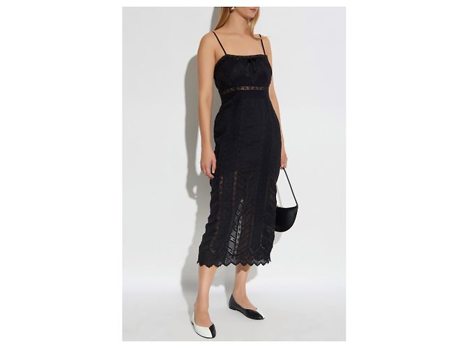 LoveShackFancy Celadine Spitzenkleid Schwarz - Ansicht 2