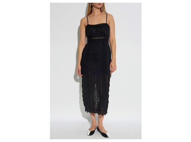 LoveShackFancy Celadine Spitzenkleid Schwarz - Ansicht 3