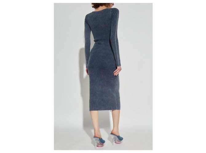 Vestido midi de algodón azul marino Diesel M-MELTI-LS - vista 4