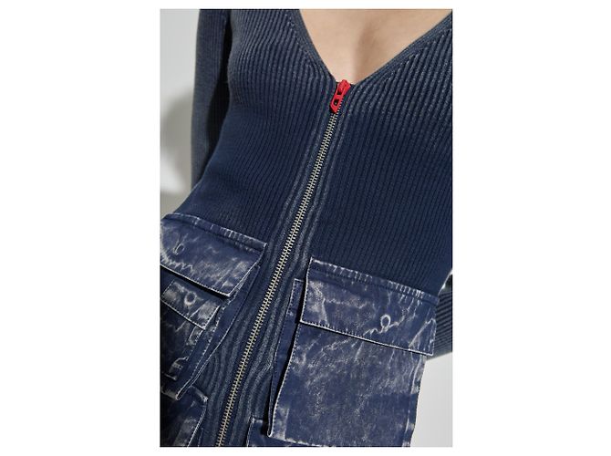 Vestido midi de algodón azul marino Diesel M-MELTI-LS - vista 5