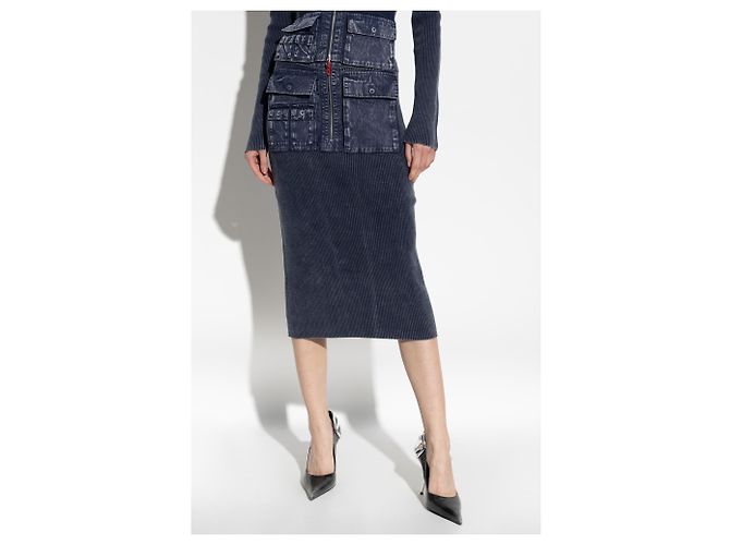 Gonna midi a matita M-MERYN Diesel blu cotone - vista 3