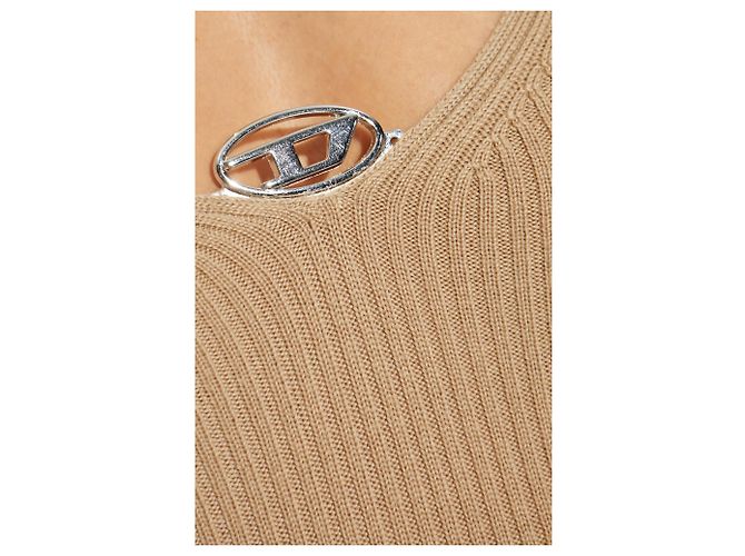 Diesel M-OLONI Strickkleid aus Wolle Beige - Ansicht 5