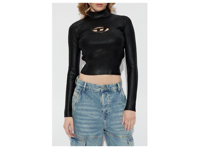 Diesel M-VALARI-TN Top Schwarz Rippstrick - Ansicht 3