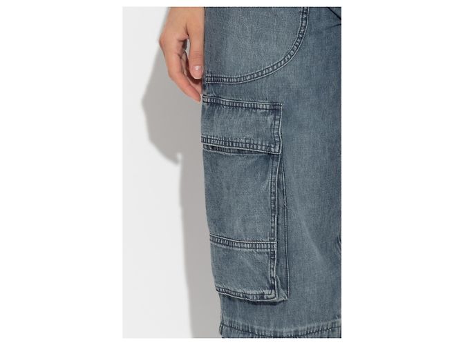 Isabel Marant Etoile Nayla jeans cargo blu cotone - vista 5
