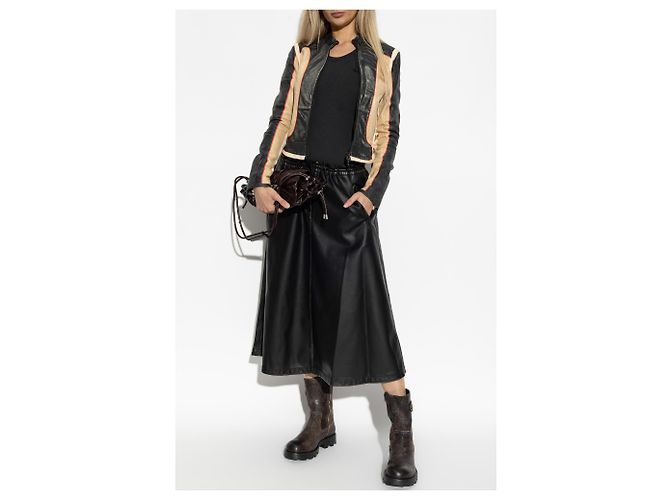 Falda midi de eco-cuero negro Diesel O-BLIVION - vista 2