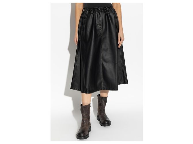 Falda midi de eco-cuero negro Diesel O-BLIVION - vista 3