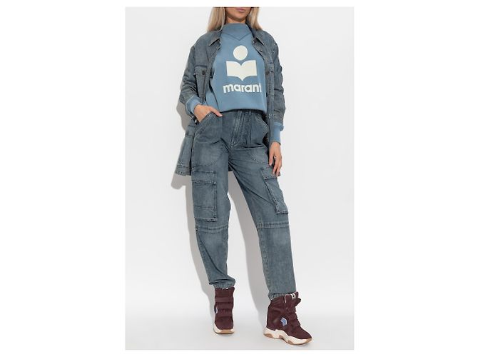 Isabel Marant Etoile Jeans cargo Nayla blu cotone - vista 2