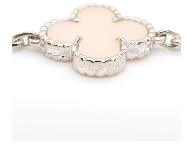 Collana Van Cleef & Arpels Vintage Alhambra Opale Rosa Oro Bianco Au750 - vista 3