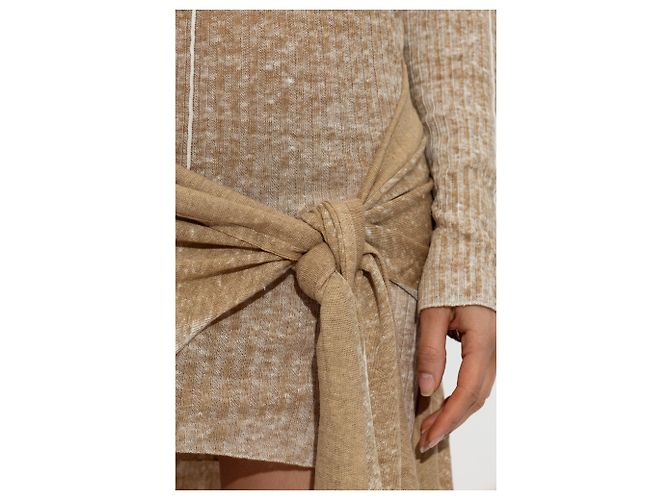 Vestido Diesel M-EGANKNOT de lino marrón beige - vista 5