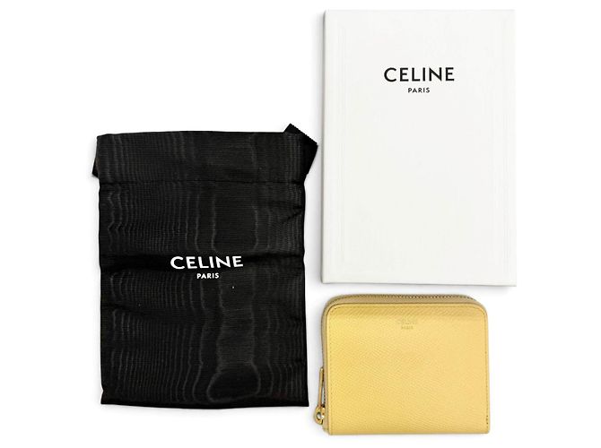 Céline Celine Piccolo Portafoglio con Zip in Pelle di Vitello Granita - vista 2