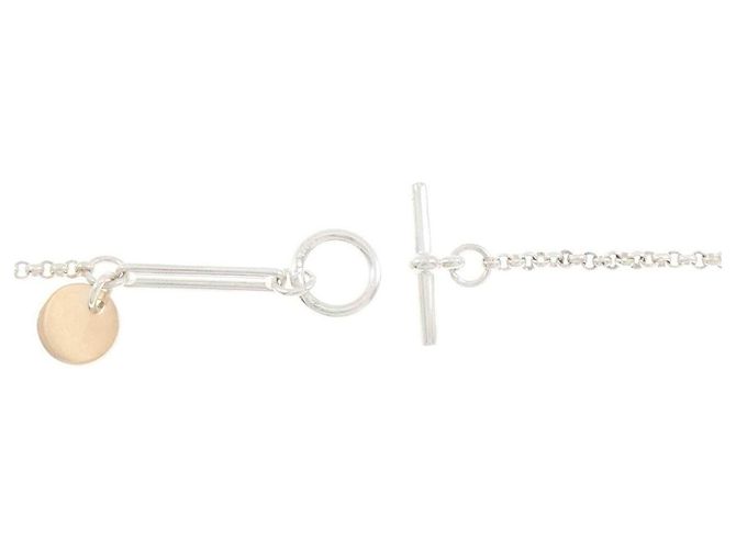 Hermès Collar Hermes Ex Libris MM Plata 925 Oro Rosa 750 - vista 5