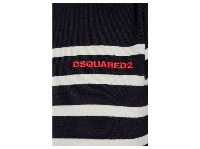 Dsquared2 Woll-Top mit Streifen in Navy Blau - Ansicht 5
