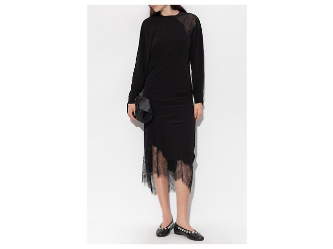Robe Adima Iro noire en viscose avec dentelle - vue 2