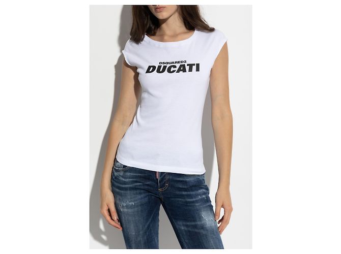 Dsquared2 X DUCATI T-Shirt aus weißer Baumwolle - Ansicht 3