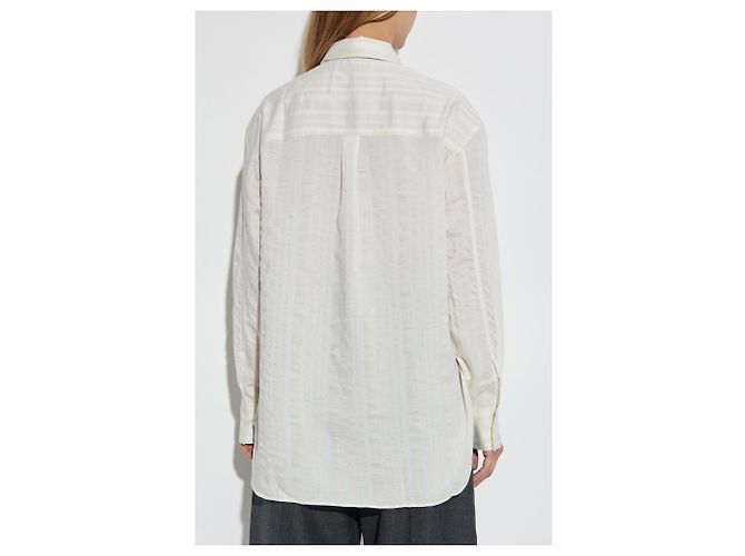 Studio Nicholson Rouen Hemd Creme Seide und Viskose Jacquard - Ansicht 4