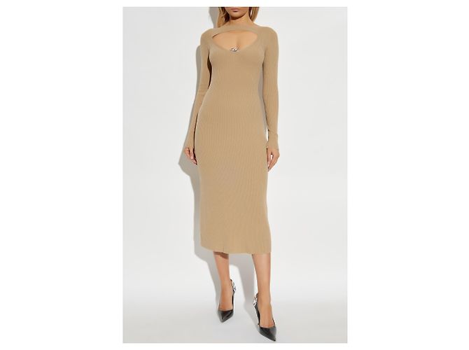 Diesel M-OLONI Strickkleid aus Wolle Beige - Ansicht 3
