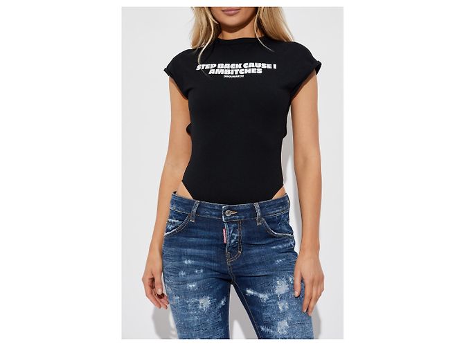 Dsquared2 Bedruckter Baumwoll-Bodysuit Schwarz - Ansicht 3