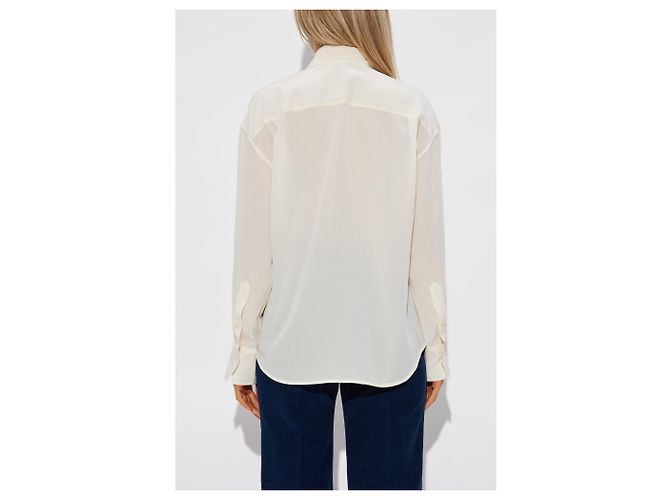 Victoria Beckham Seidenbluse Creme - Ansicht 4