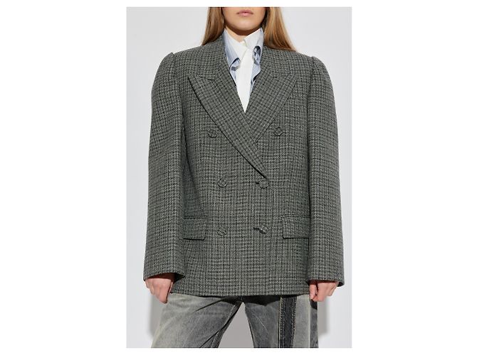 Blazer in lana grigio con trama tweed Acne Studios - vista 3